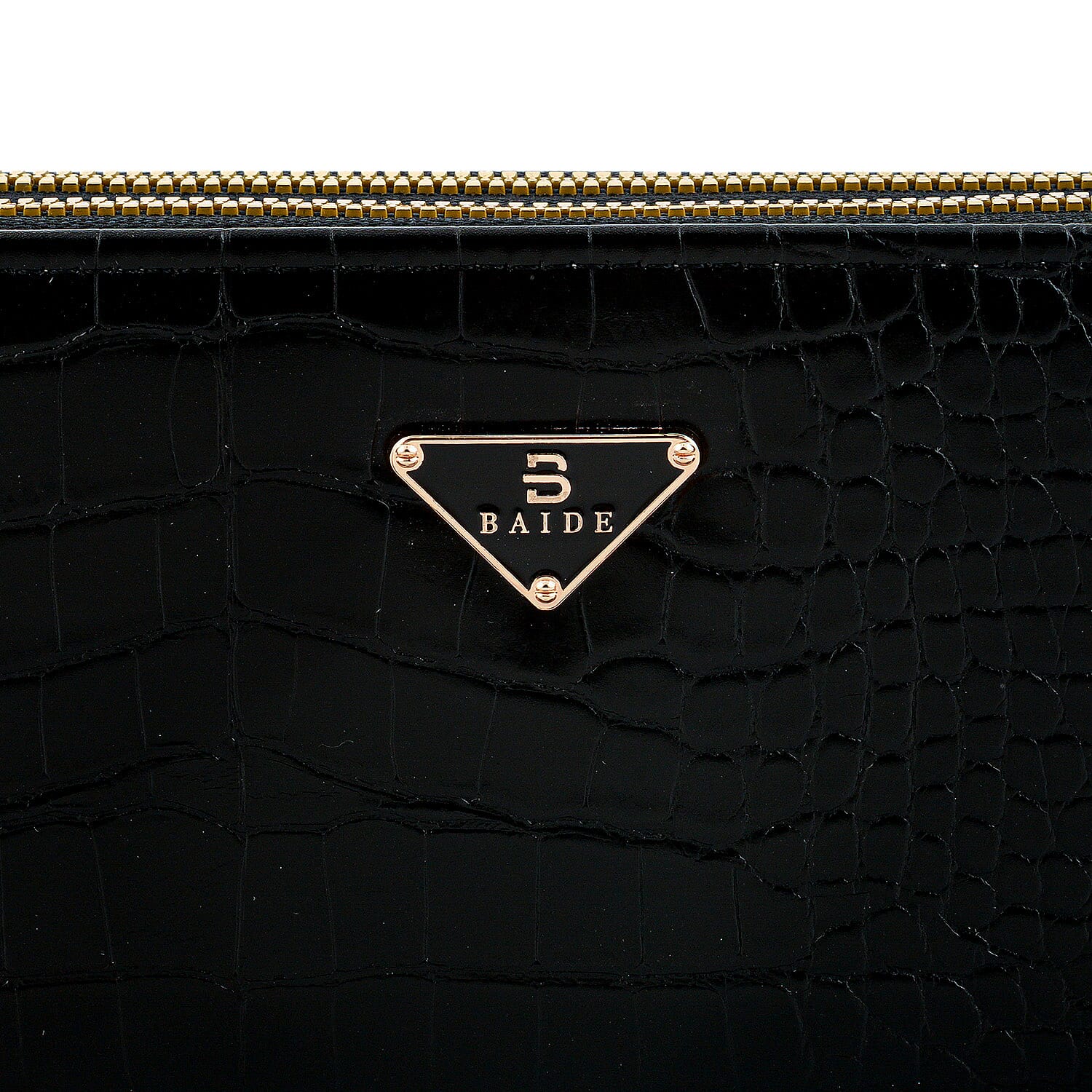 Closeout Black Crocodile Embossed Faux Leather Wristlet Wallet
