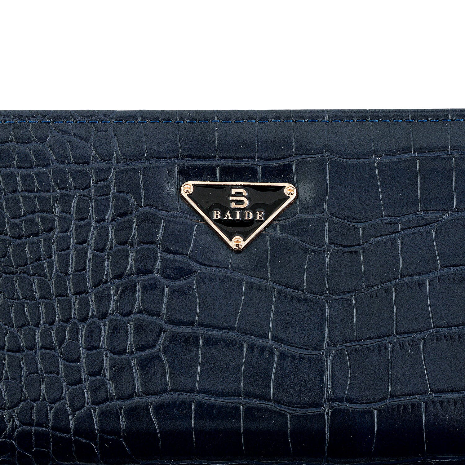 Closeout Navy Crocodile Embossed Faux Leather Wristlet Wallet