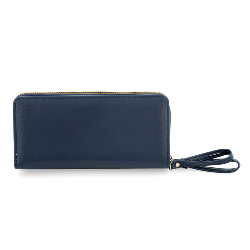 Closeout Navy Crocodile Embossed Faux Leather Wristlet Wallet