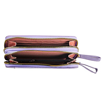Closeout Purple Crocodile Embossed Faux Leather Wristlet Wallet