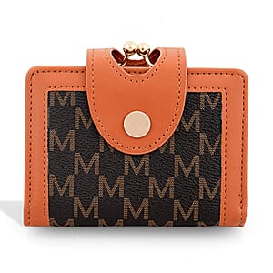 Closeout Black Faux Leather and Jacquard Wallet 