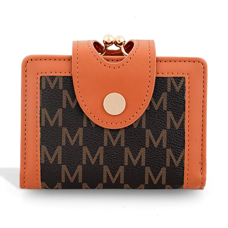 Closeout Black Faux Leather and Jacquard Wallet