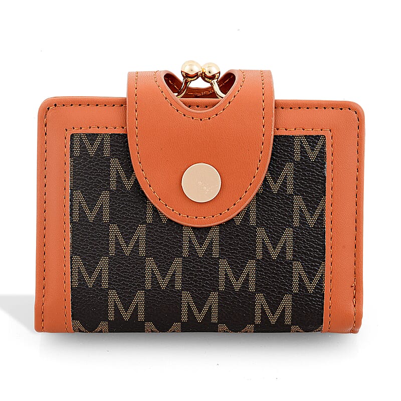 Closeout Black Faux Leather and Jacquard Wallet