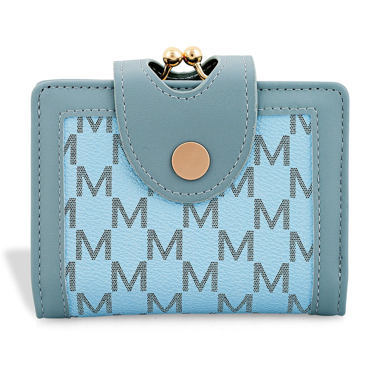 Closeout Blue Faux Leather and Jacquard Wallet
