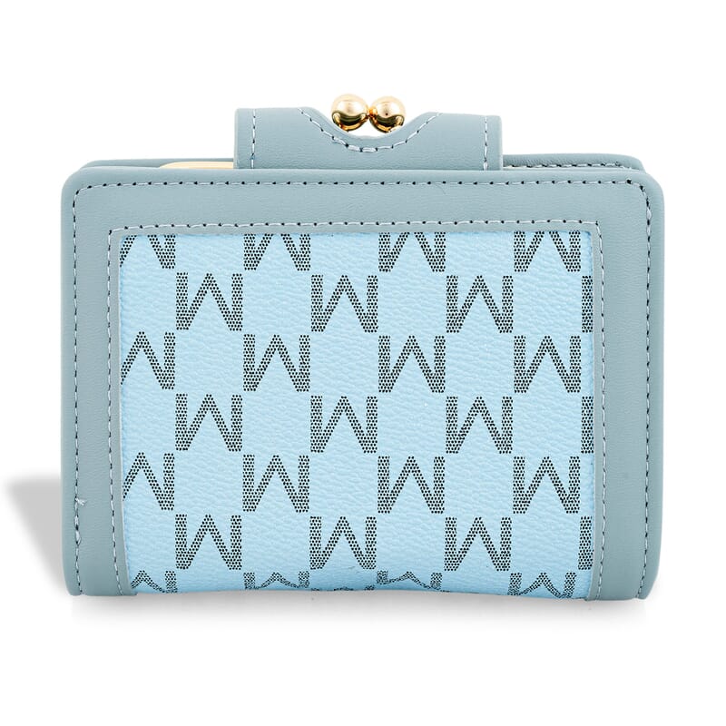Closeout Blue Faux Leather and Jacquard Wallet