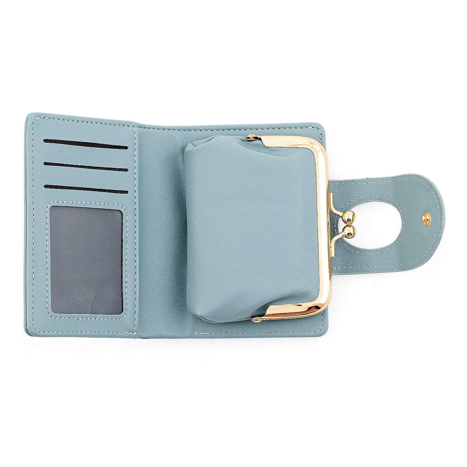 Closeout Blue Faux Leather and Jacquard Wallet