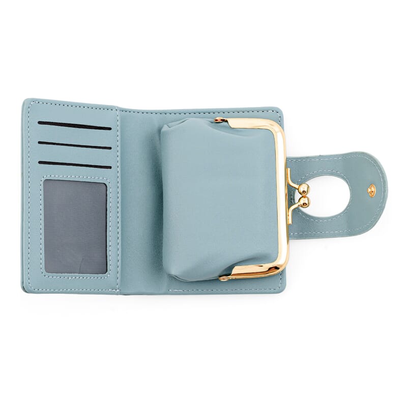 Closeout Blue Faux Leather and Jacquard Wallet