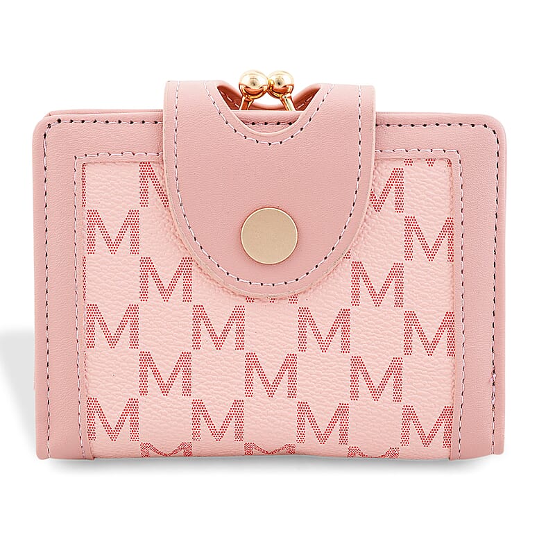 Closeout Pink Faux Leather and Jacquard Wallet
