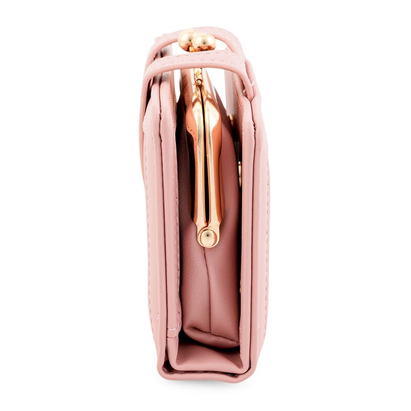 Closeout Pink Faux Leather and Jacquard Wallet