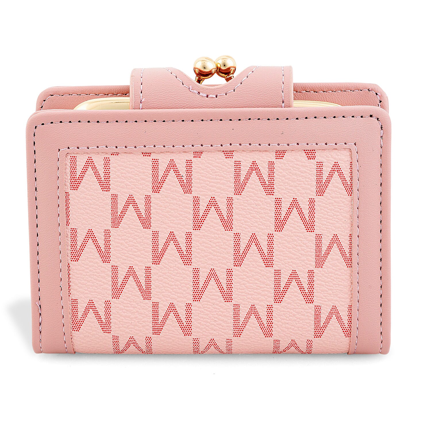 Closeout Pink Faux Leather and Jacquard Wallet