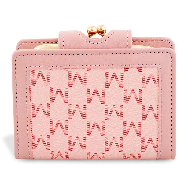 Closeout Pink Faux Leather and Jacquard Wallet