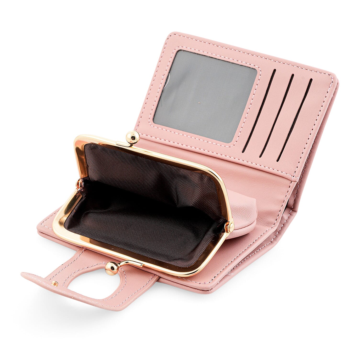 Closeout Pink Faux Leather and Jacquard Wallet