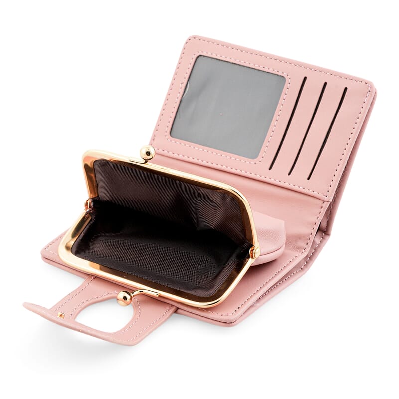 Closeout Pink Faux Leather and Jacquard Wallet