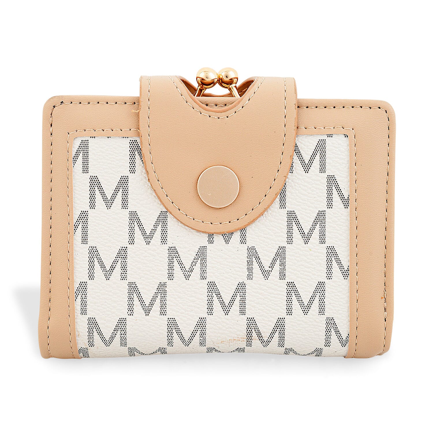 Closeout Khaki Faux Leather and Jacquard Wallet