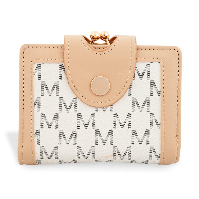 Closeout Khaki Faux Leather and Jacquard Wallet