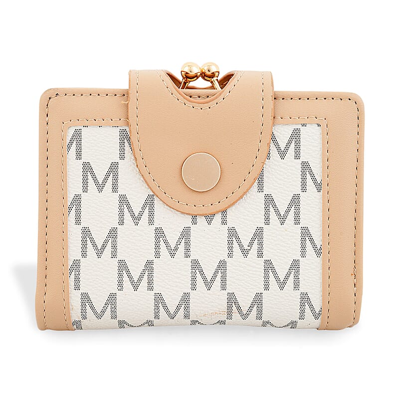 Closeout Khaki Faux Leather and Jacquard Wallet