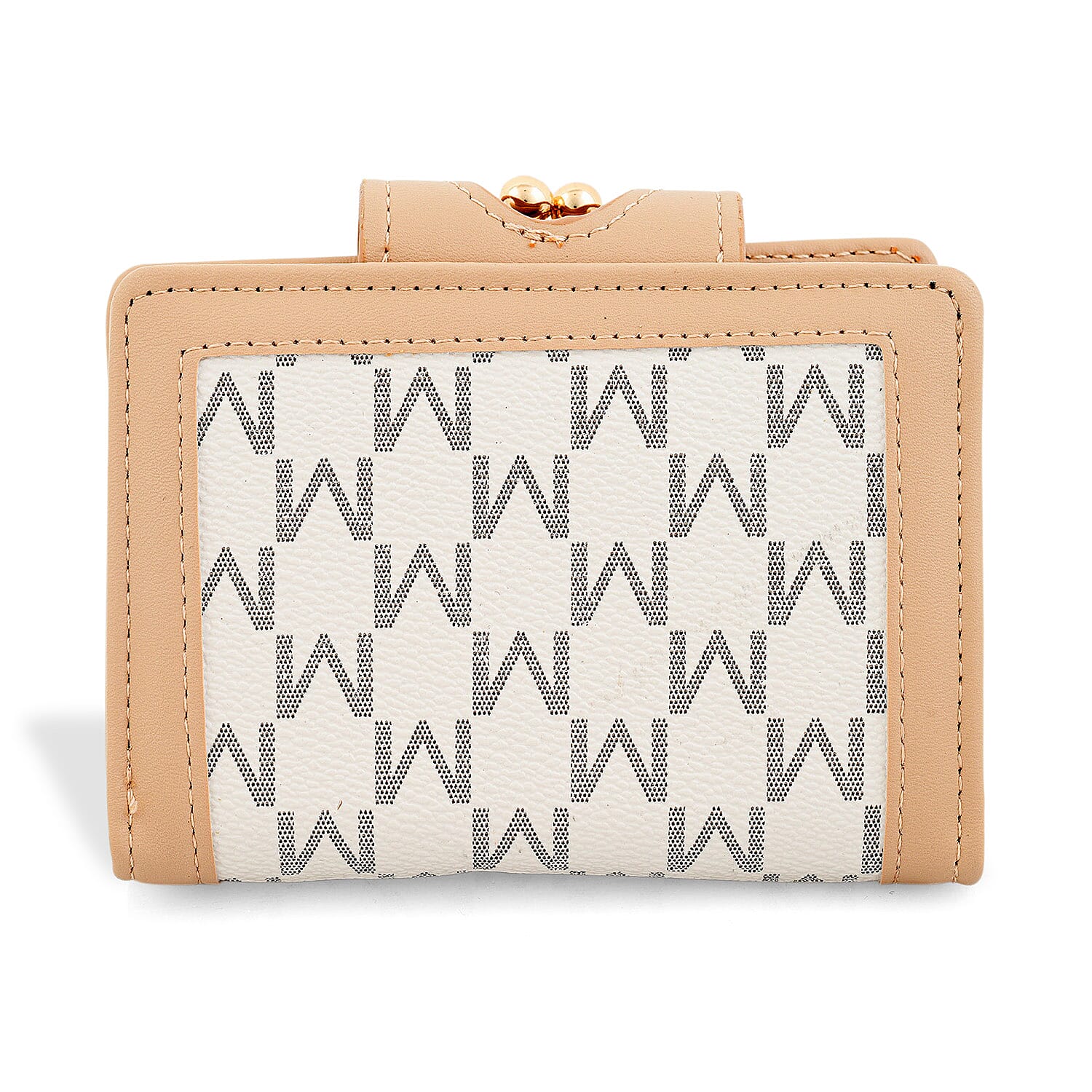 Closeout Khaki Faux Leather and Jacquard Wallet