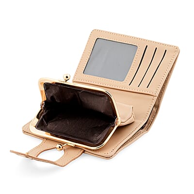 Closeout Khaki Faux Leather and Jacquard Wallet