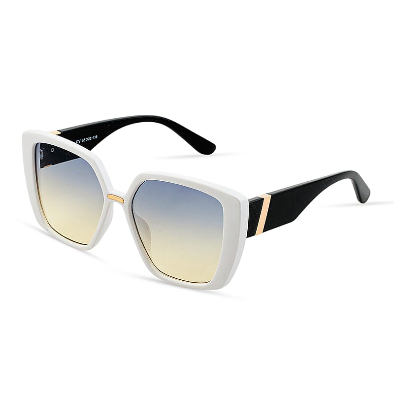 Closeout White and Black UV400 Oversized Sunglasses