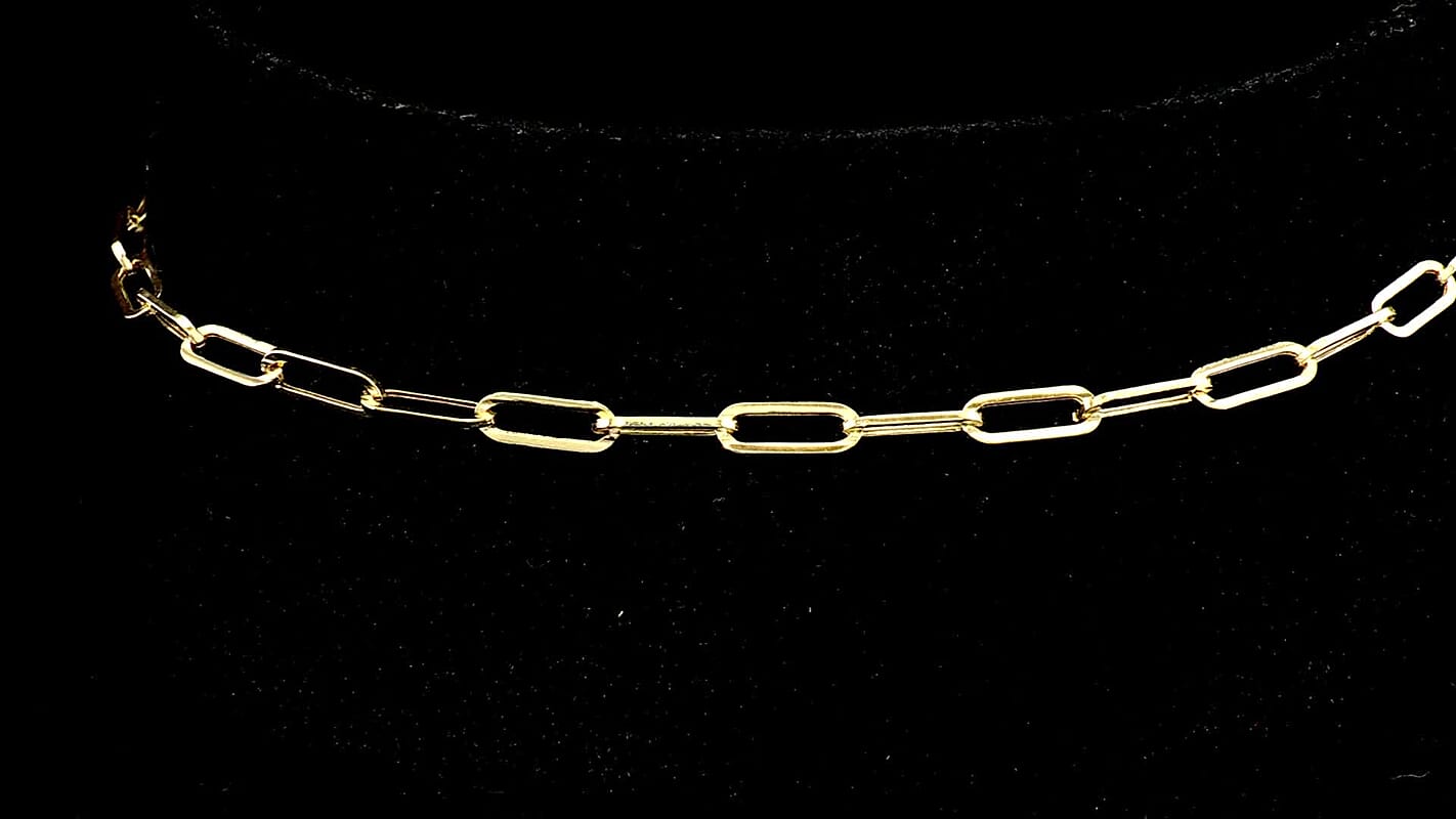 14K Yellow Gold 2.50mm Paperclip Chain Bracelet (7.50 In) (1.20 g)