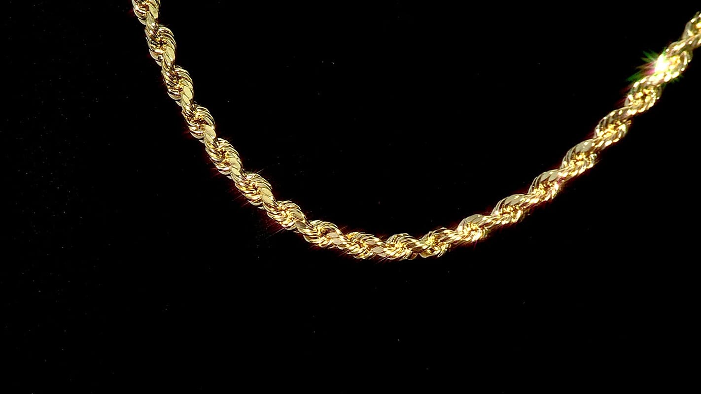 5mm Rope Chain Necklace in 10K Yellow Gold 13.8 Grams (26 Inches)