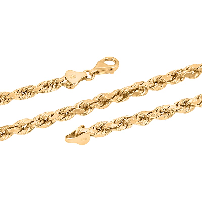 5mm Rope Chain Necklace in 10K Yellow Gold 13.8 Grams (26 Inches)