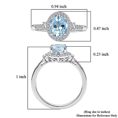 Luxoro Premium Santa Maria Aquamarine and Diamond I2 2.00 ctw Royal Ocean Halo Ring in 10K White Gold (Size  8.0)