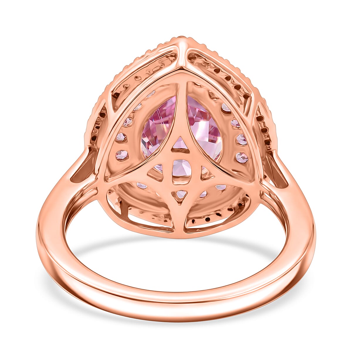 D'Joy AAAA Patroke Kunzite and Multi Gemstone 3.90 ctw Rose Halo Empress Ring in 18K Vermeil Rose Gold Over Sterling Silver (Size 10.0) image number 4