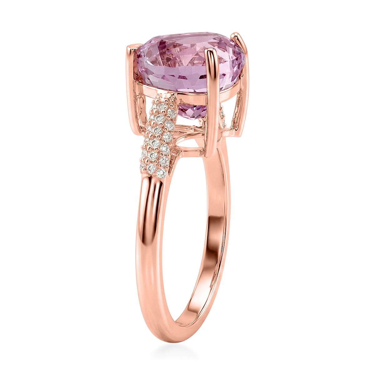 D'Joy AAAA Patroke Kunzite and Moissanite 5.35 ctw Blush of Love Ring in 18K Vermeil Rose Gold Over Sterling Silver (Size 6.0)