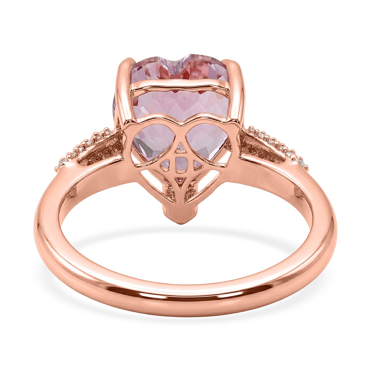D'Joy AAAA Patroke Kunzite and Moissanite 5.35 ctw Blush of Love Ring in 18K Vermeil Rose Gold Over Sterling Silver (Size 6.0)