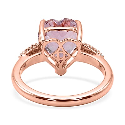 D'Joy AAAA Patroke Kunzite and Moissanite 5.35 ctw Blush of Love Ring in 18K Vermeil Rose Gold Over Sterling Silver (Size 6.0)