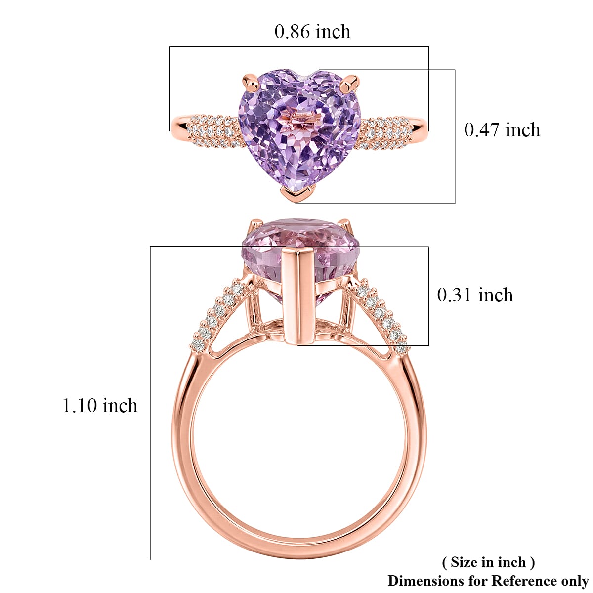 D'Joy AAAA Patroke Kunzite and Moissanite 5.35 ctw Blush of Love Ring in 18K Vermeil Rose Gold Over Sterling Silver (Size 6.0)