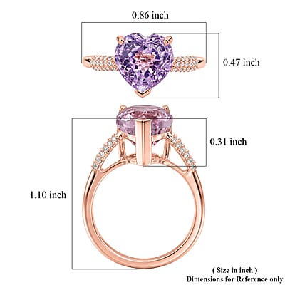 D'Joy AAAA Patroke Kunzite and Moissanite 5.35 ctw Blush of Love Ring in 18K Vermeil Rose Gold Over Sterling Silver (Size 6.0)
