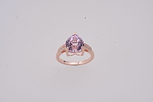 D'Joy AAAA Martha Rocha Kunzite and Moissanite 5.35 ctw Ring in 18K Vermeil Rose Gold Over Sterling Silver (Size 9.0)
