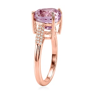 D'Joy AAAA Patroke Kunzite and Moissanite 5.35 ctw Blush of Love Ring in 18K Vermeil Rose Gold Over Sterling Silver (Size 9.0)