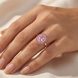 D'Joy AAAA Patroke Kunzite and Multi Gemstone 3.25 ctw Floral Radiance Ring in 18K Vermeil Rose Gold Over Sterling Silver (Size 10.0)