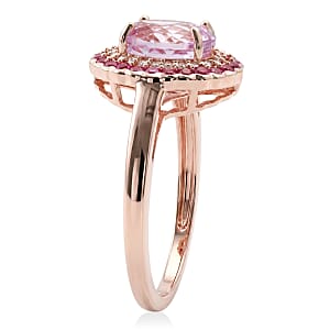 D'Joy AAAA Patroke Kunzite and Multi Gemstone 3.25 ctw Floral Radiance Ring in 18K Vermeil Rose Gold Over Sterling Silver (Size 10.0)