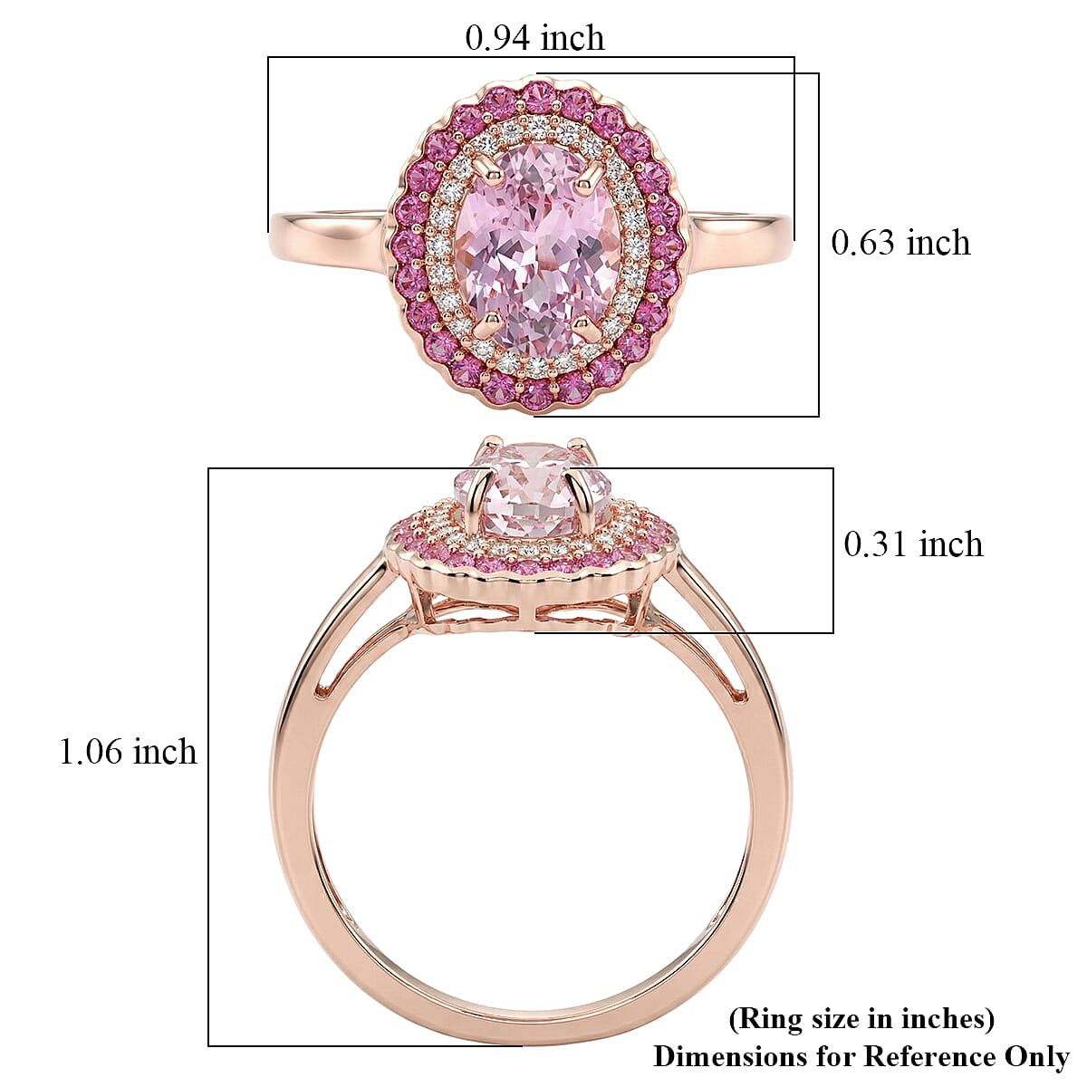 D'Joy AAAA Patroke Kunzite and Multi Gemstone 3.25 ctw Floral Radiance Ring in 18K Vermeil Rose Gold Over Sterling Silver (Size 10.0)