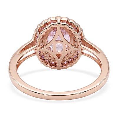 D'Joy AAAA Patroke Kunzite and Multi Gemstone 3.25 ctw Floral Radiance Ring in 18K Vermeil Rose Gold Over Sterling Silver (Size 6.0)