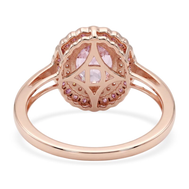 D'Joy AAAA Patroke Kunzite and Multi Gemstone 3.25 ctw Floral Radiance Ring in 18K Vermeil Rose Gold Over Sterling Silver (Size 6.0)