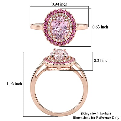 D'Joy AAAA Patroke Kunzite and Multi Gemstone 3.25 ctw Floral Radiance Ring in 18K Vermeil Rose Gold Over Sterling Silver (Size 6.0)