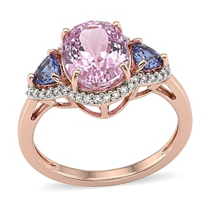 D'Joy AAAA Patroke Kunzite and Multi Gemstone 4.40 ctw Twilight Rose Ring in 18K Vermeil Rose Gold Over Sterling Silver (Size 6.0)