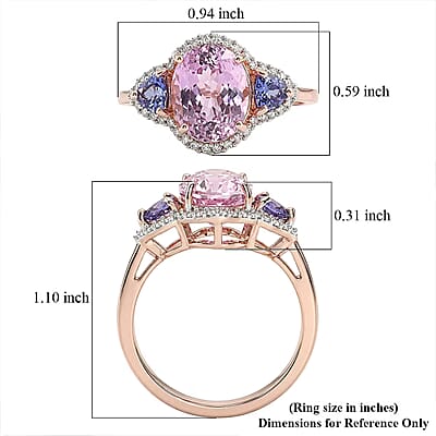 D'Joy AAAA Patroke Kunzite and Multi Gemstone 4.40 ctw Twilight Rose Ring in 18K Vermeil Rose Gold Over Sterling Silver (Size 6.0)