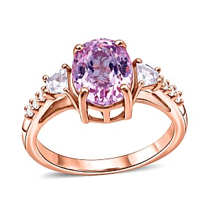 D'Joy AAAA Patroke Kunzite and Moissanite 4.40 ctw Ring in 18K Vermeil Rose Gold Over Sterling Silver (Size 6.0)