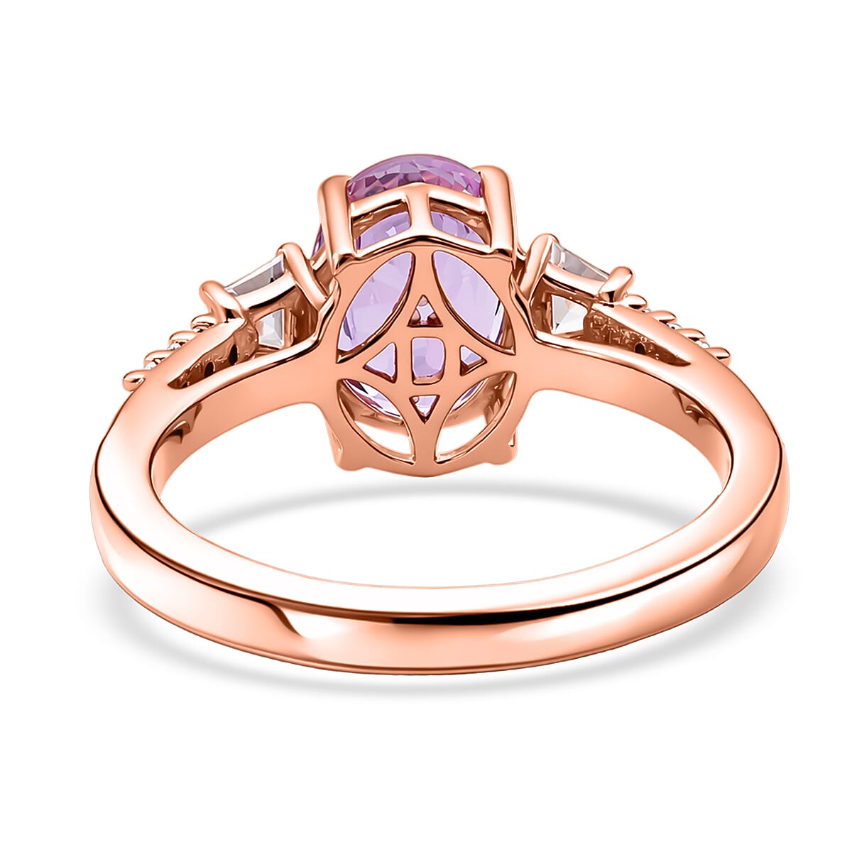 D'Joy AAAA Patroke Kunzite and Moissanite 4.40 ctw Ring in 18K Vermeil Rose Gold Over Sterling Silver (Size 6.0) image number 4
