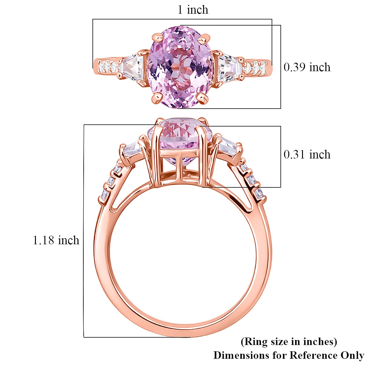 D'Joy AAAA Patroke Kunzite and Moissanite 4.40 ctw Ring in 18K Vermeil Rose Gold Over Sterling Silver (Size 6.0) image number 5