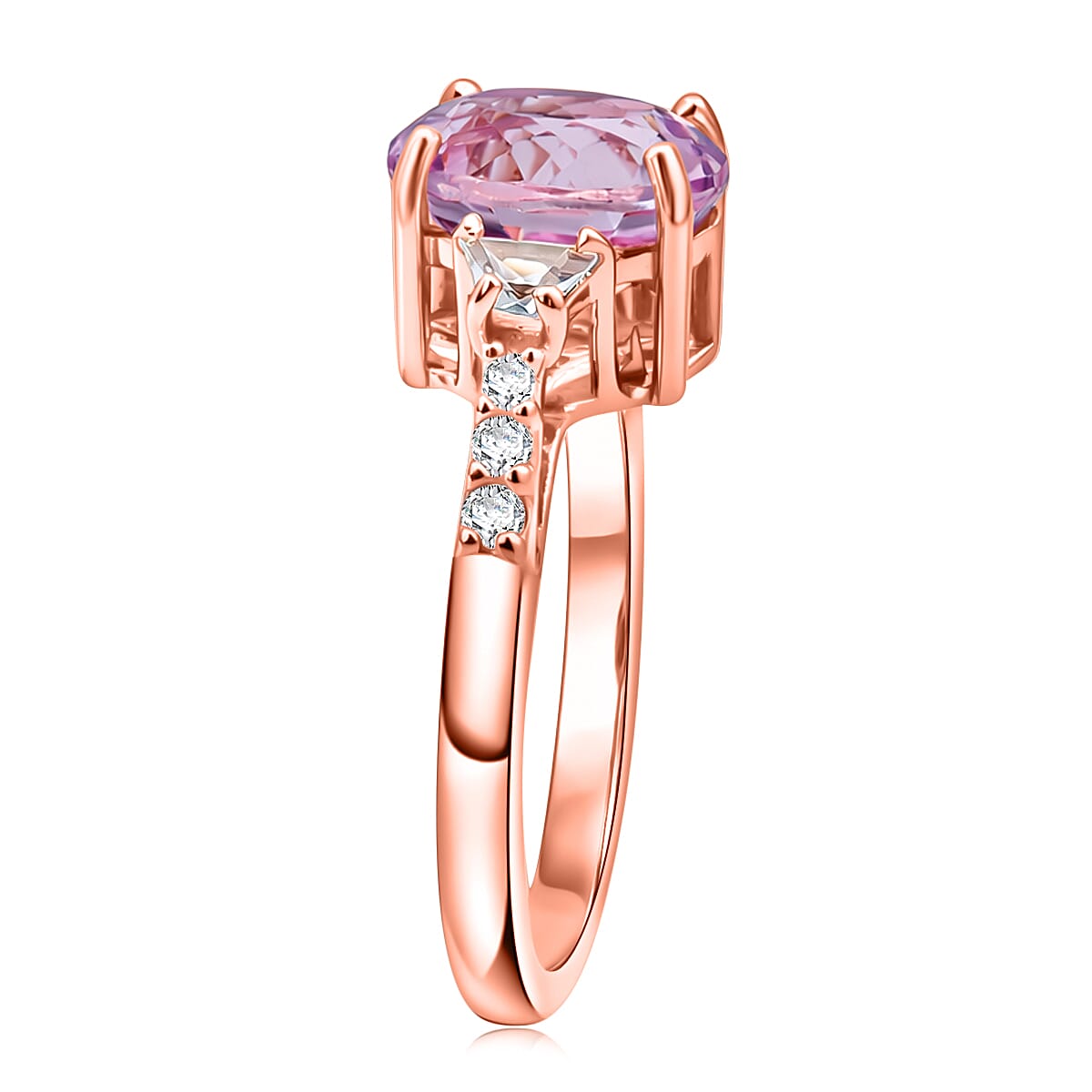 D'Joy AAAA Patroke Kunzite and Moissanite 4.40 ctw Ring in 18K Vermeil Rose Gold Over Sterling Silver image number 3