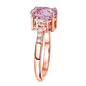 D'Joy AAAA Patroke Kunzite and Moissanite 4.40 ctw Ring in 18K Vermeil Rose Gold Over Sterling Silver (Size 9.0)