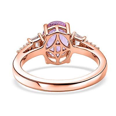 D'Joy AAAA Patroke Kunzite and Moissanite 4.40 ctw Ring in 18K Vermeil Rose Gold Over Sterling Silver (Size 9.0)