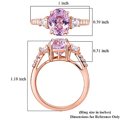 D'Joy AAAA Patroke Kunzite and Moissanite 4.40 ctw Ring in 18K Vermeil Rose Gold Over Sterling Silver (Size 9.0)
